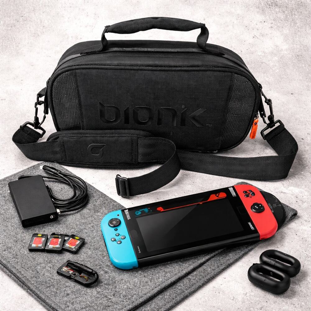 Bionik Nintendo Switch Commuter Crossbody Travel Case Black Padded Bag